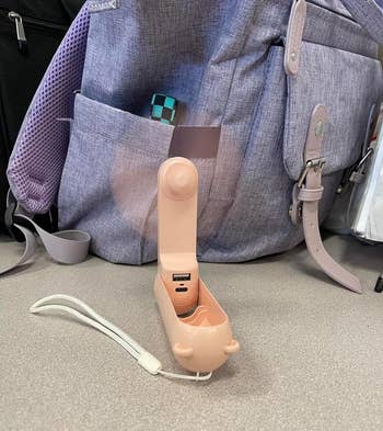 A reviewer of the pink mini fan turned on