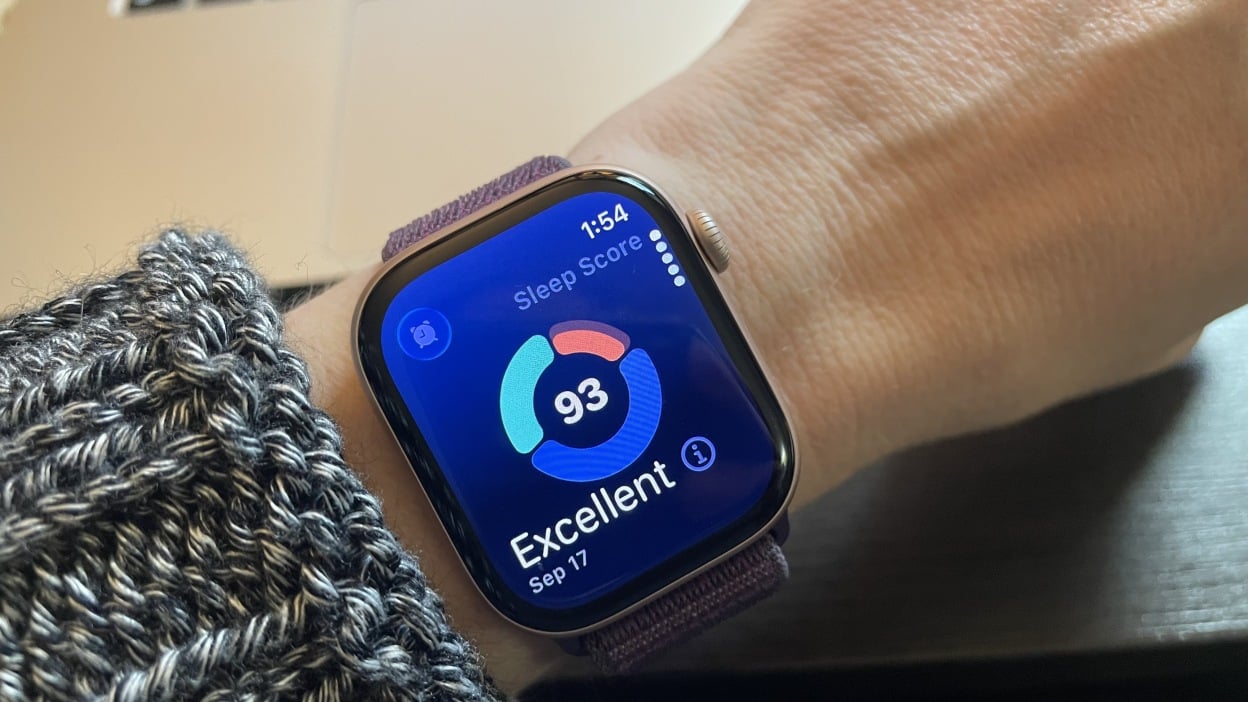 Apple watch showing sleep score
