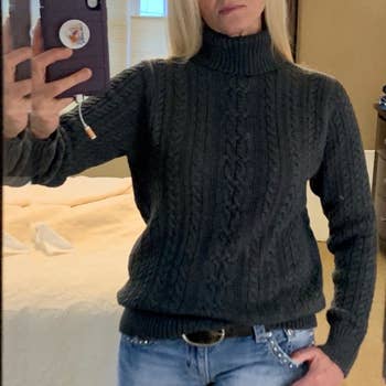Reviewer wearing sweater